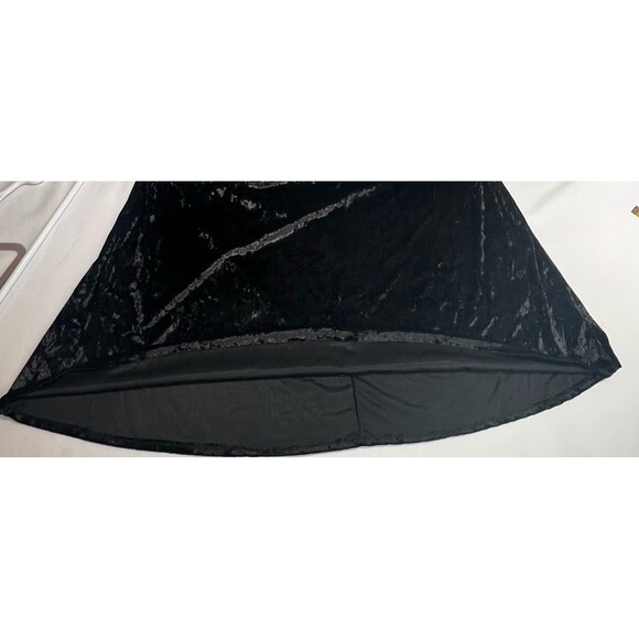 Crushed Velvet Black Mini Dress Womens 2XL Off The Shoulder Bell Sleeves - Picture 11 of 13